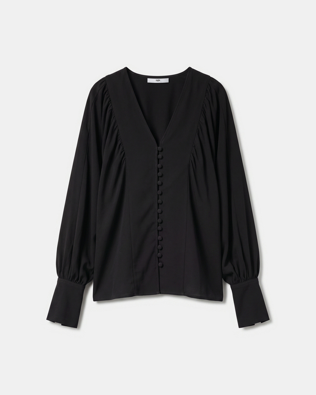 Cami Shirt Black shirt with long puff sleeves ZAPA