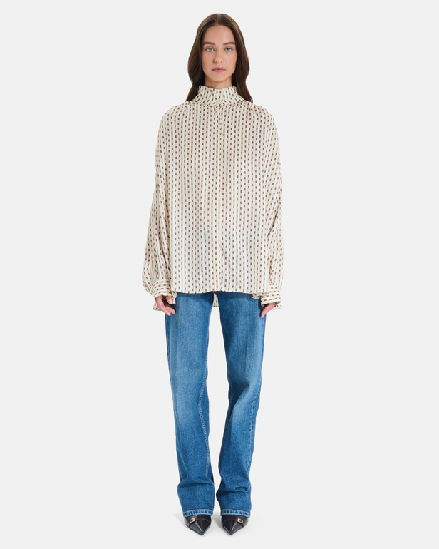 Clyde Shirt Beige geometric print flowy shirt ZAPA