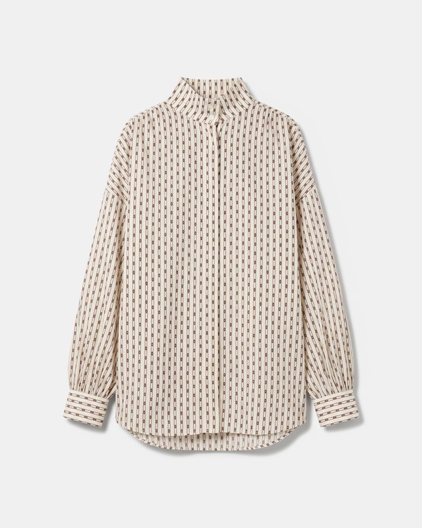 Clyde Shirt Beige geometric print flowy shirt ZAPA