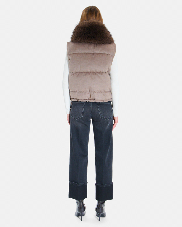 Dina down jacket Sleeveless puffer jacket in hazelnut wool ZAPA