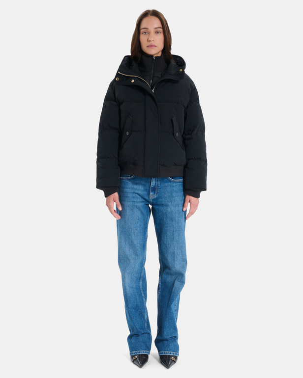 Dany down jacket Short black quilted puffer jacket with hood ZAPA