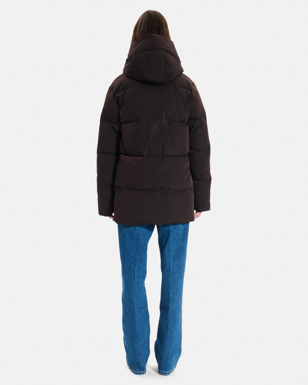 Dorice down jacket Short quilted chocolate puffer jacket with hood ZAPA