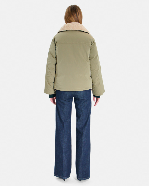 Blondie Puffer Jacket Short quilted khaki jacket with stand-up collar ZAPA