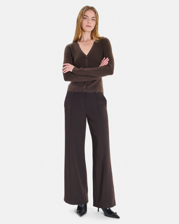 Gahano Vest Hazelnut ribbed knit sleeveless sweater ZAPA