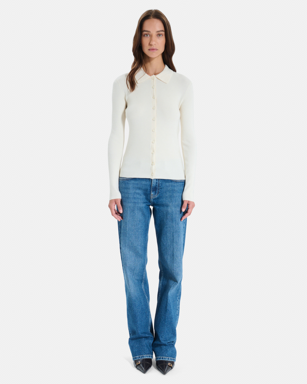 Gally Vest Cream knit button-up cardigan ZAPA