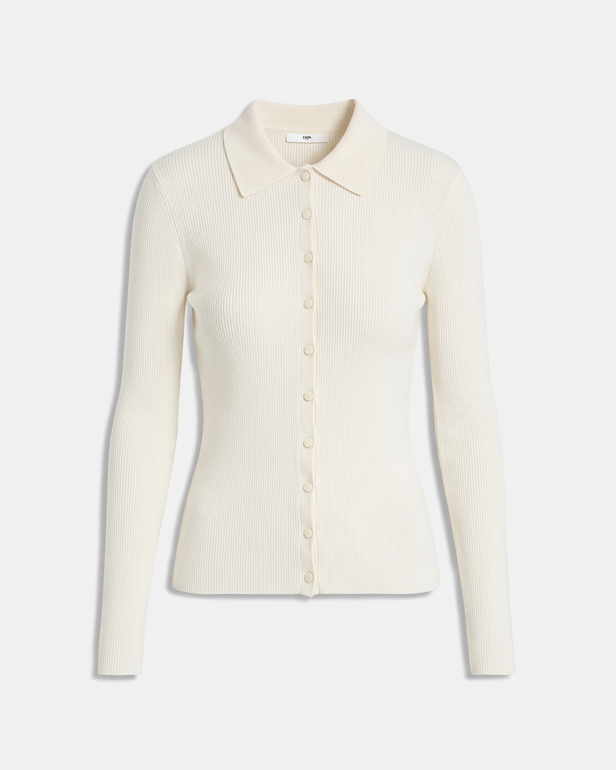 Gally Vest Cream knit button-up cardigan ZAPA