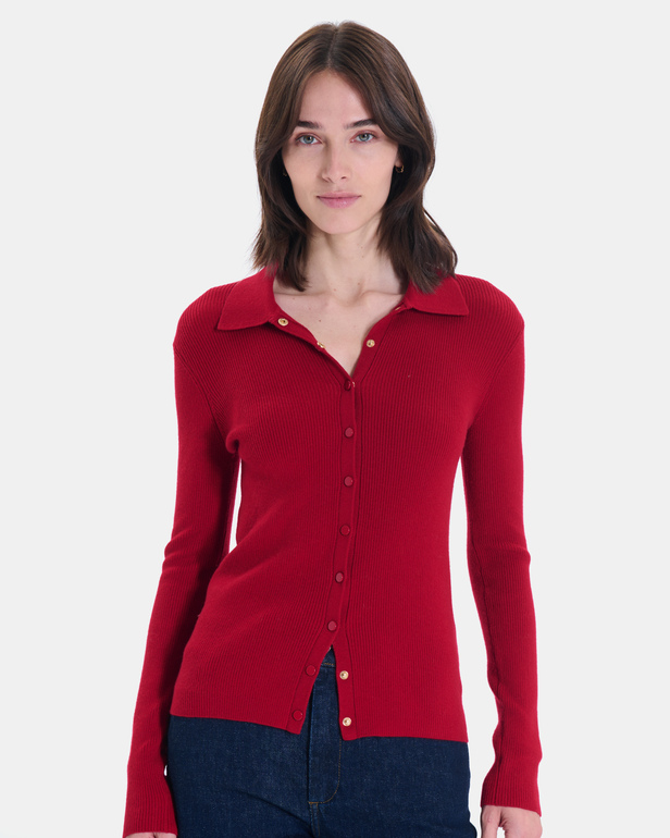 Gally vest Red knit button-up vest ZAPA