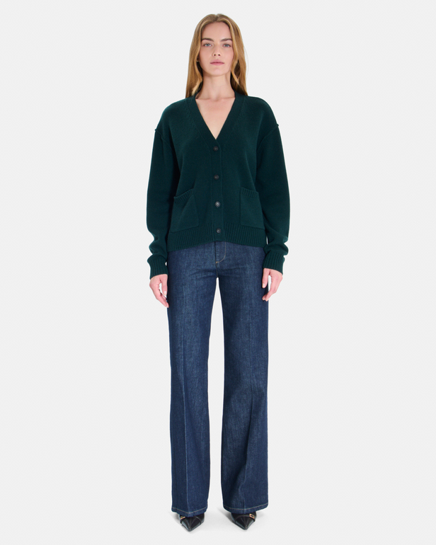 Gatty vest Green cashmere button-front V-neck cardigan ZAPA