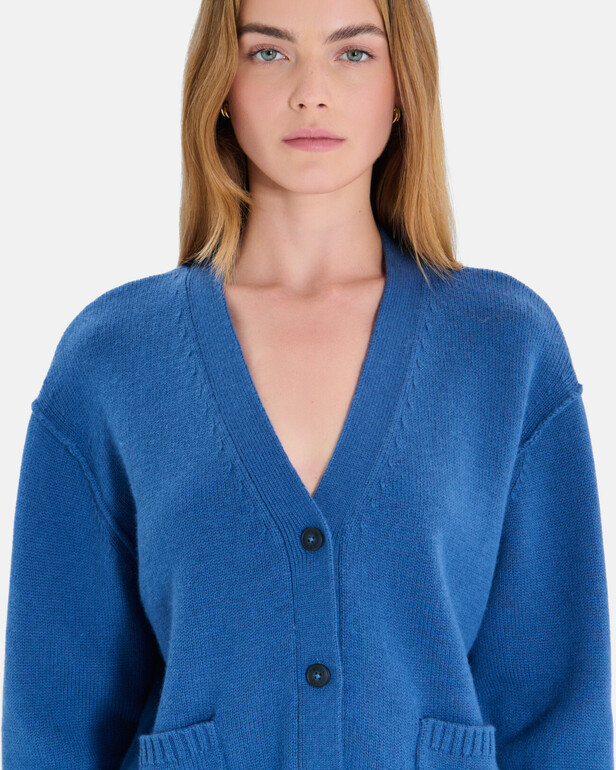 Gatty vest Indigo cashmere buttoned V-neck cardigan ZAPA