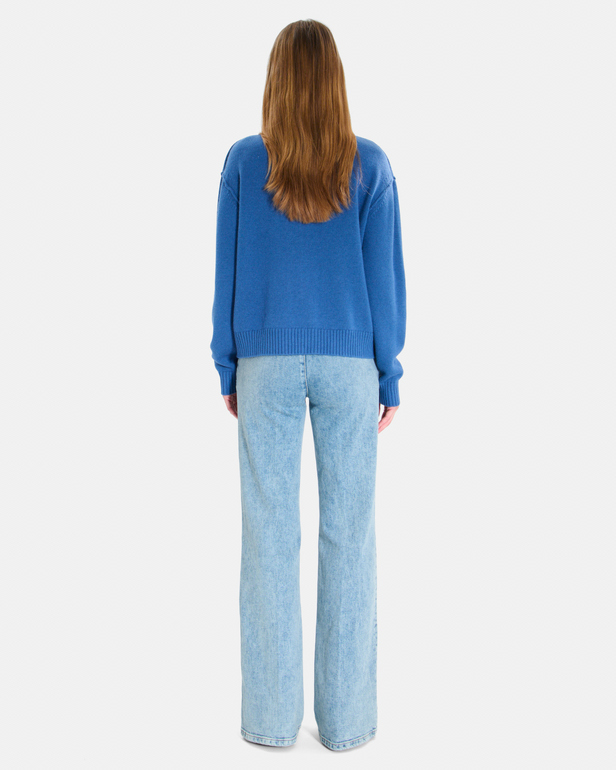Gatty vest Indigo cashmere buttoned V-neck cardigan ZAPA