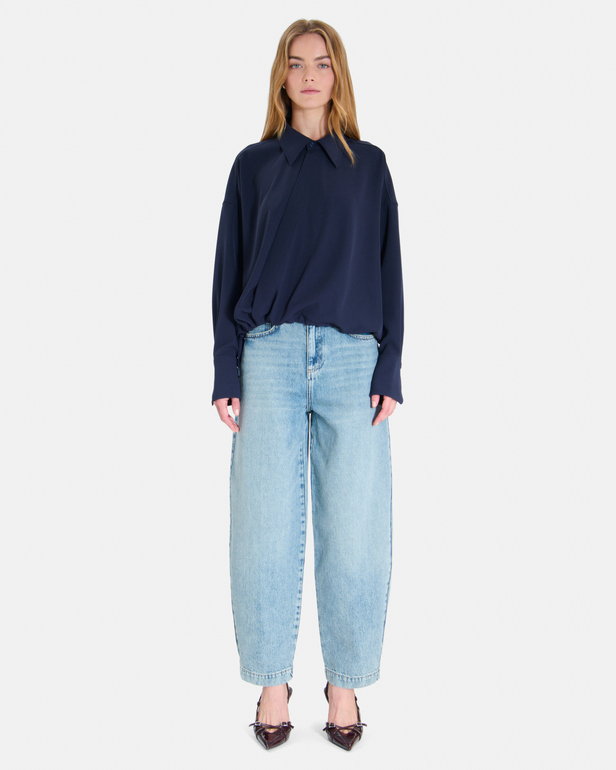 Tulia Top Long-sleeved night top with a shirt collar ZAPA