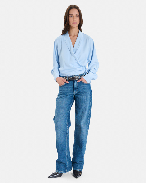 Top Taran Light blue crossover top ZAPA