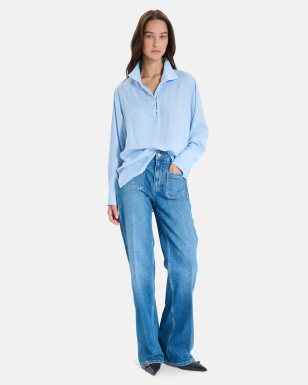 Top Tobias Light blue long-sleeved top with a high neck ZAPA