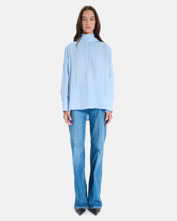 Top Tobias Light blue long-sleeved top with a high neck ZAPA
