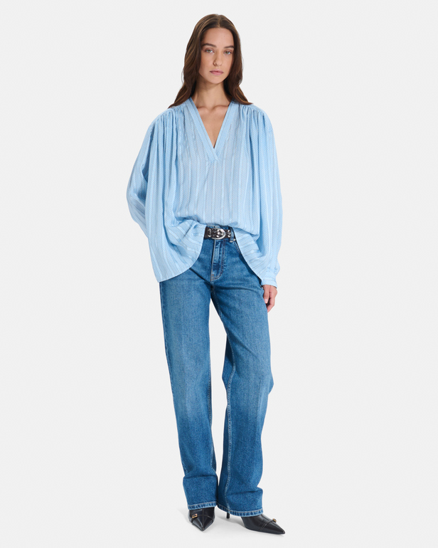 Brielle Blouse Flowy long-sleeved V-neck striped blouse ZAPA