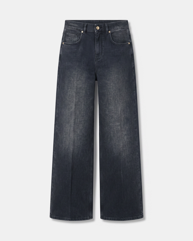 Jean Pamover Wide leg jeans in black cotton ZAPA
