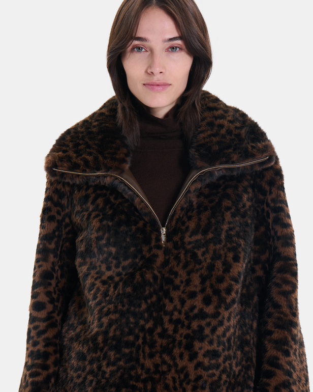 Mia Coat Leopard print zip-up short coat ZAPA