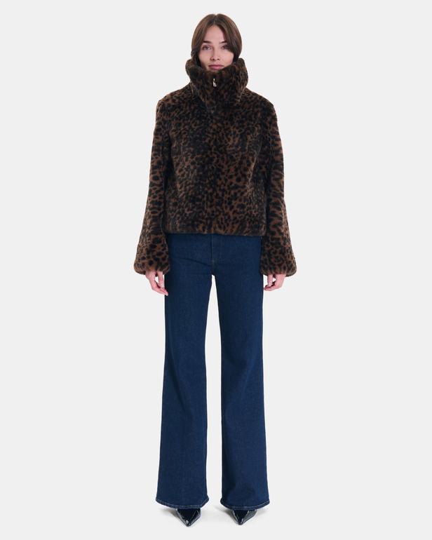 Mia Coat Leopard print zip-up short coat ZAPA