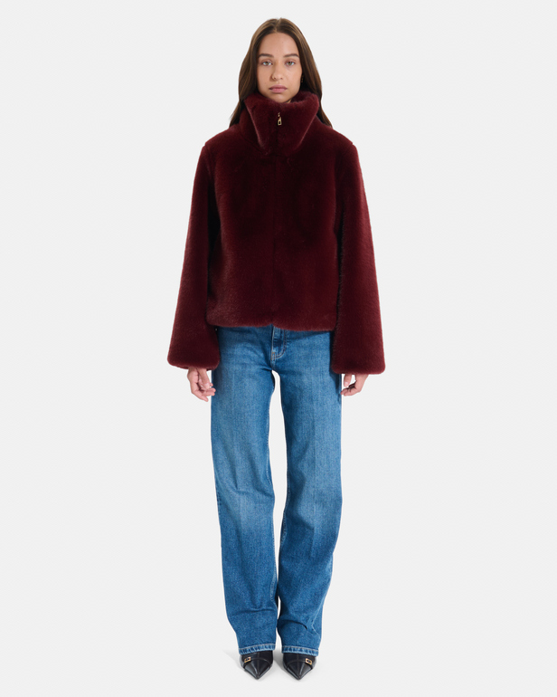 Mia Coat Short zip-up coat in carmine red ZAPA