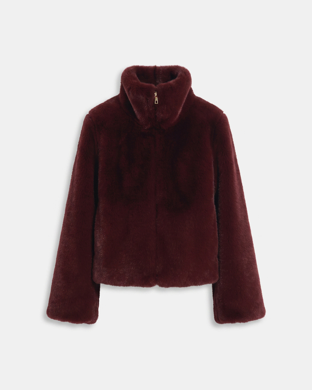 Mia Coat Short zip-up coat in carmine red ZAPA