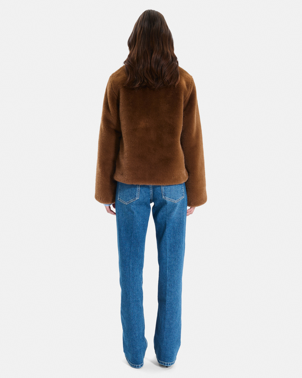 Mia Coat Short zip-up tobacco-colored coat ZAPA