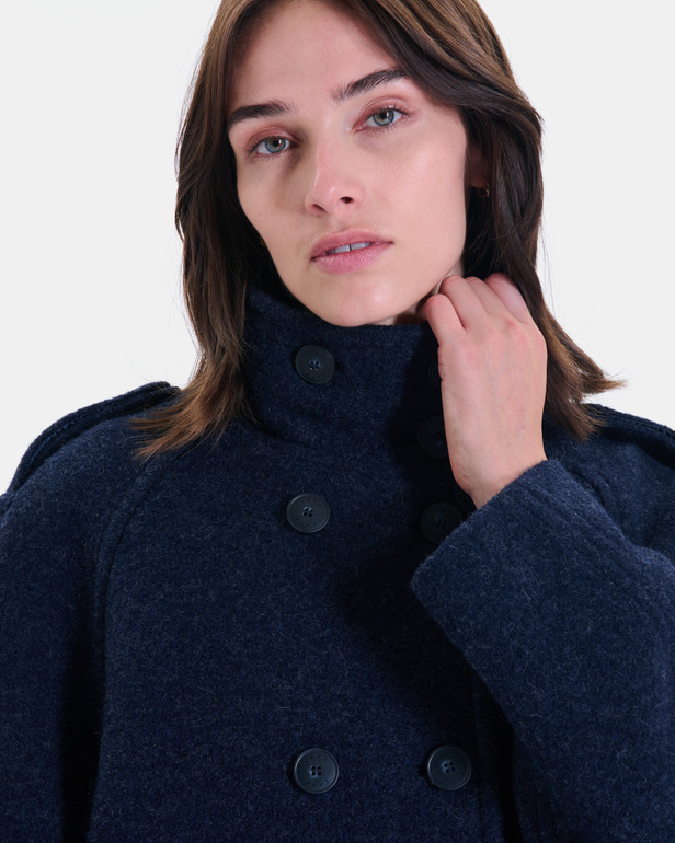 Mathilde coat Indigo wool coat with a high collar ZAPA