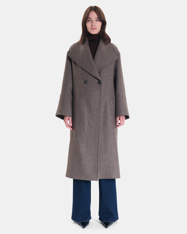 Manoli Coat Long hazelnut wool coat ZAPA
