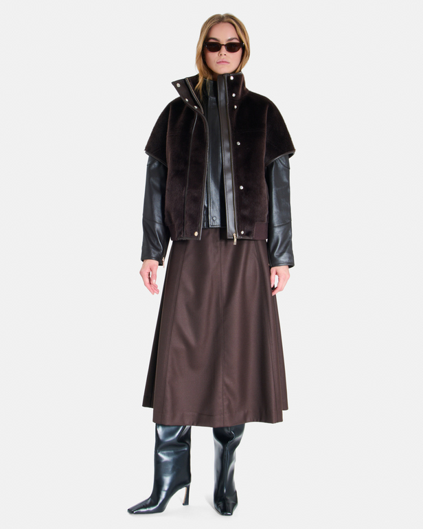 Charles Coat Chocolate cape with a high collar ZAPA