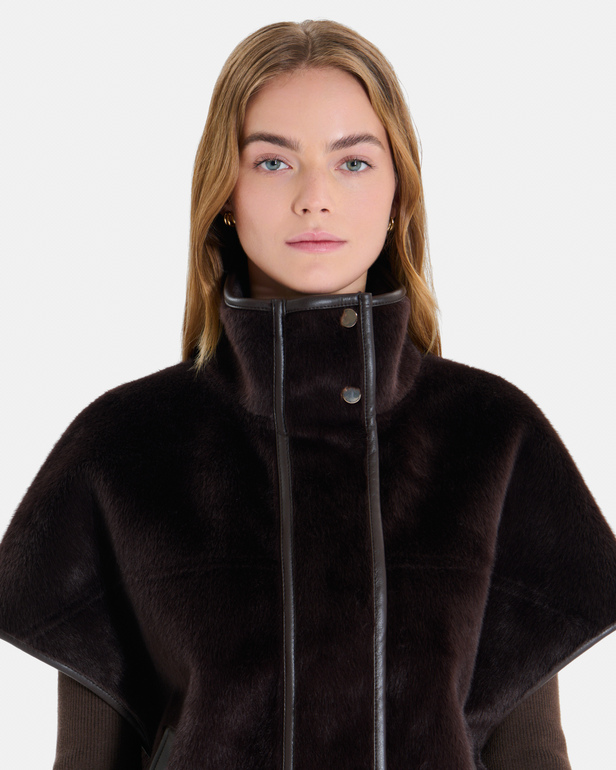 Charles Coat Chocolate cape with a high collar ZAPA