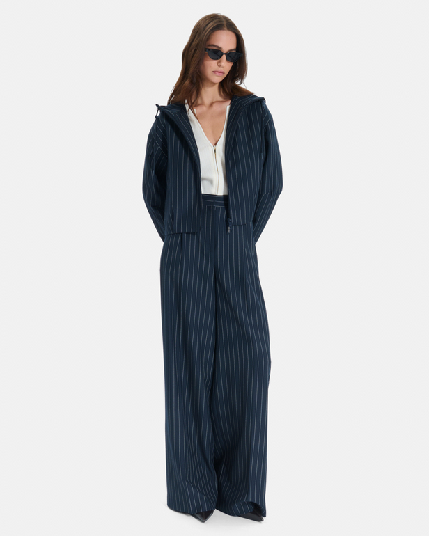 Paper Pants Wide-leg navy blue striped trousers ZAPA