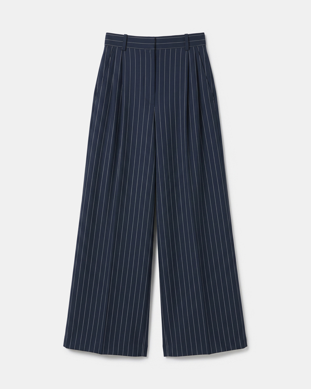 Paper Pants Wide-leg navy blue striped trousers ZAPA