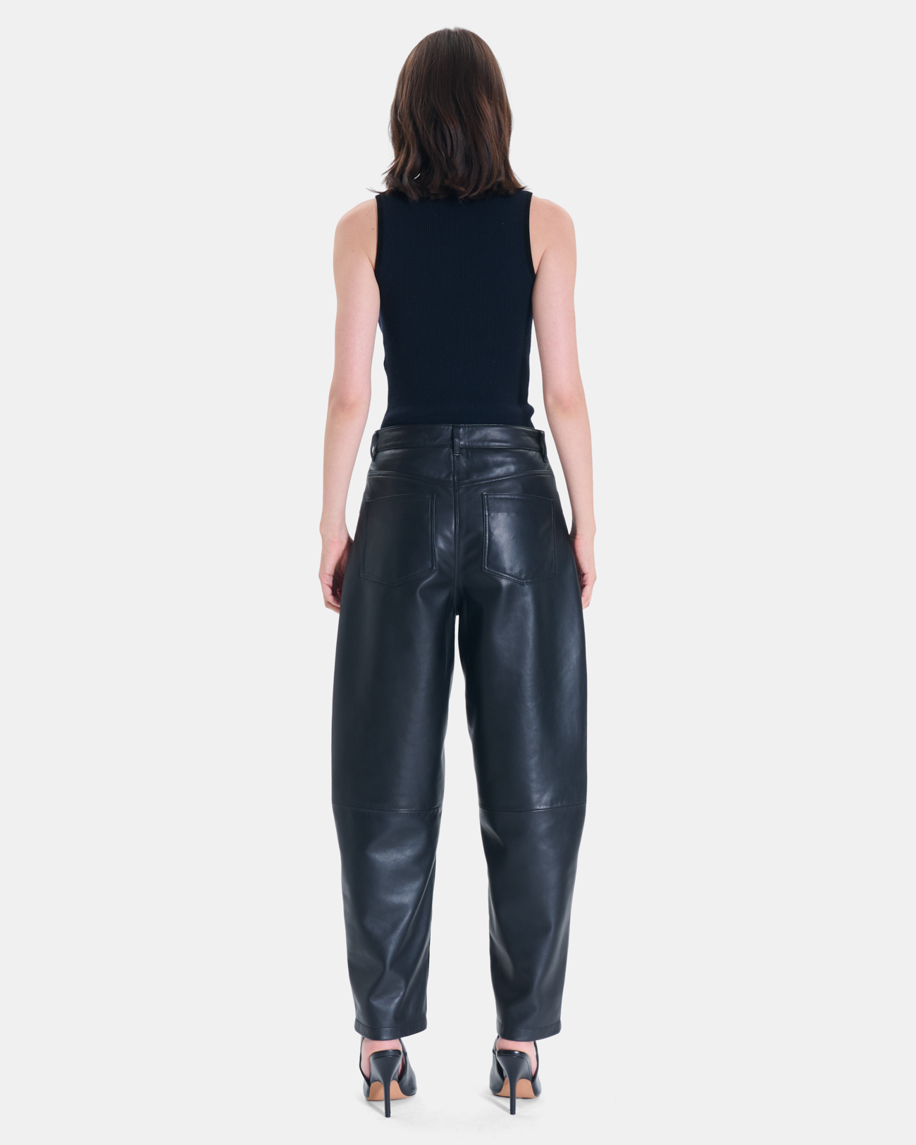 Pia Pants Straight black leather trousers ZAPA