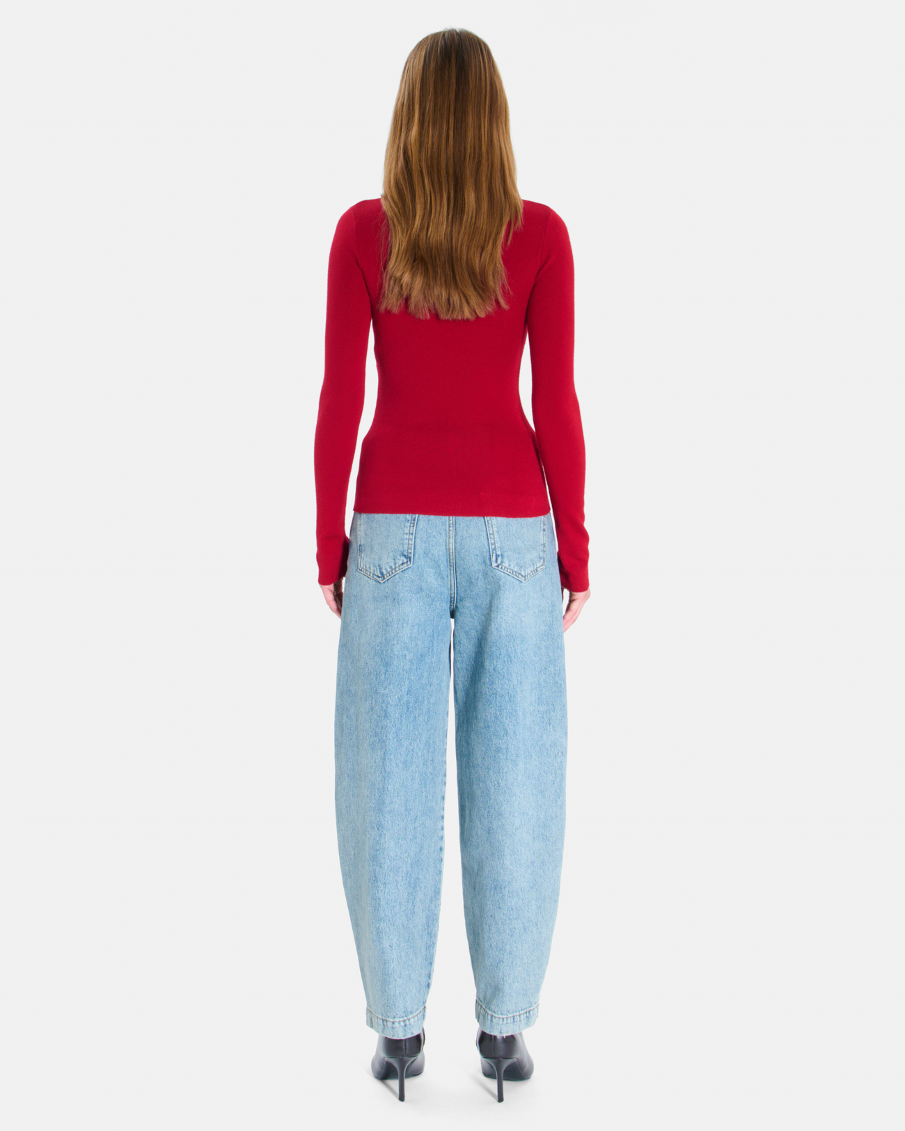 Nord sweater Carmine red ribbed knit sweater ZAPA