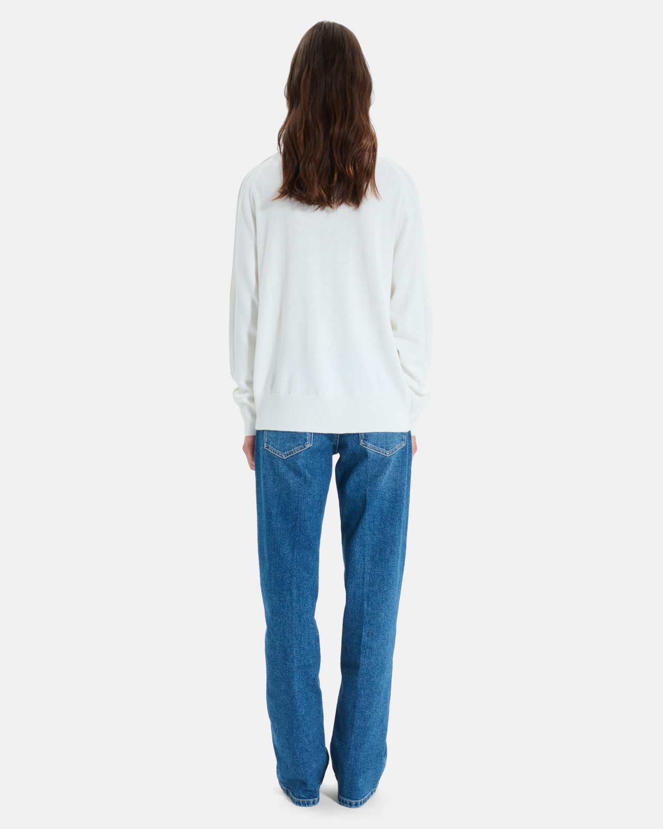 Pelu Sweater Cream V-neck sweater in fine knit ZAPA