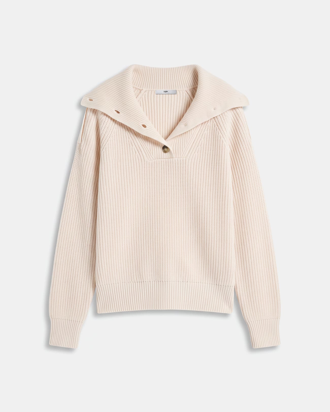 Nirae Sweater Beige wool sweater with a high neck ZAPA