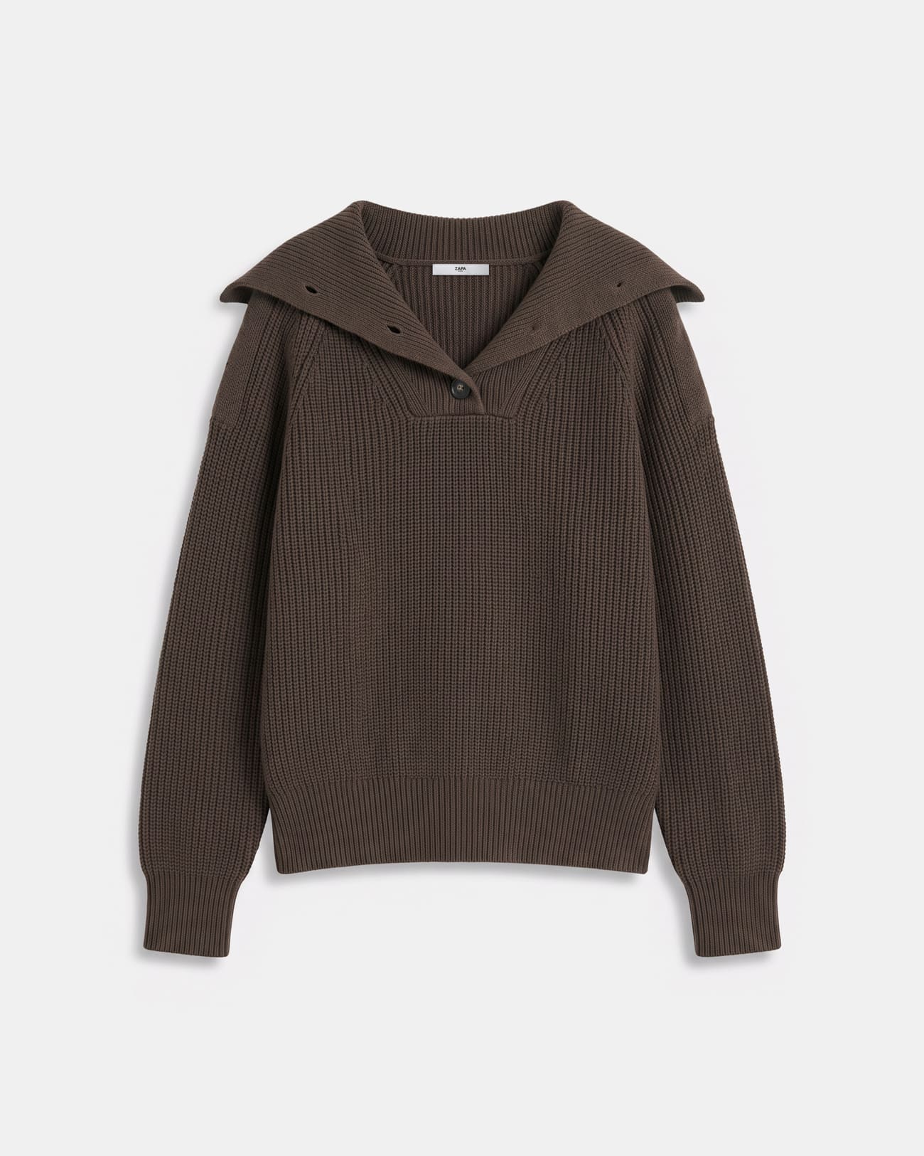 Nirae Sweater Hazelnut-colored wool sweater with a high neck ZAPA