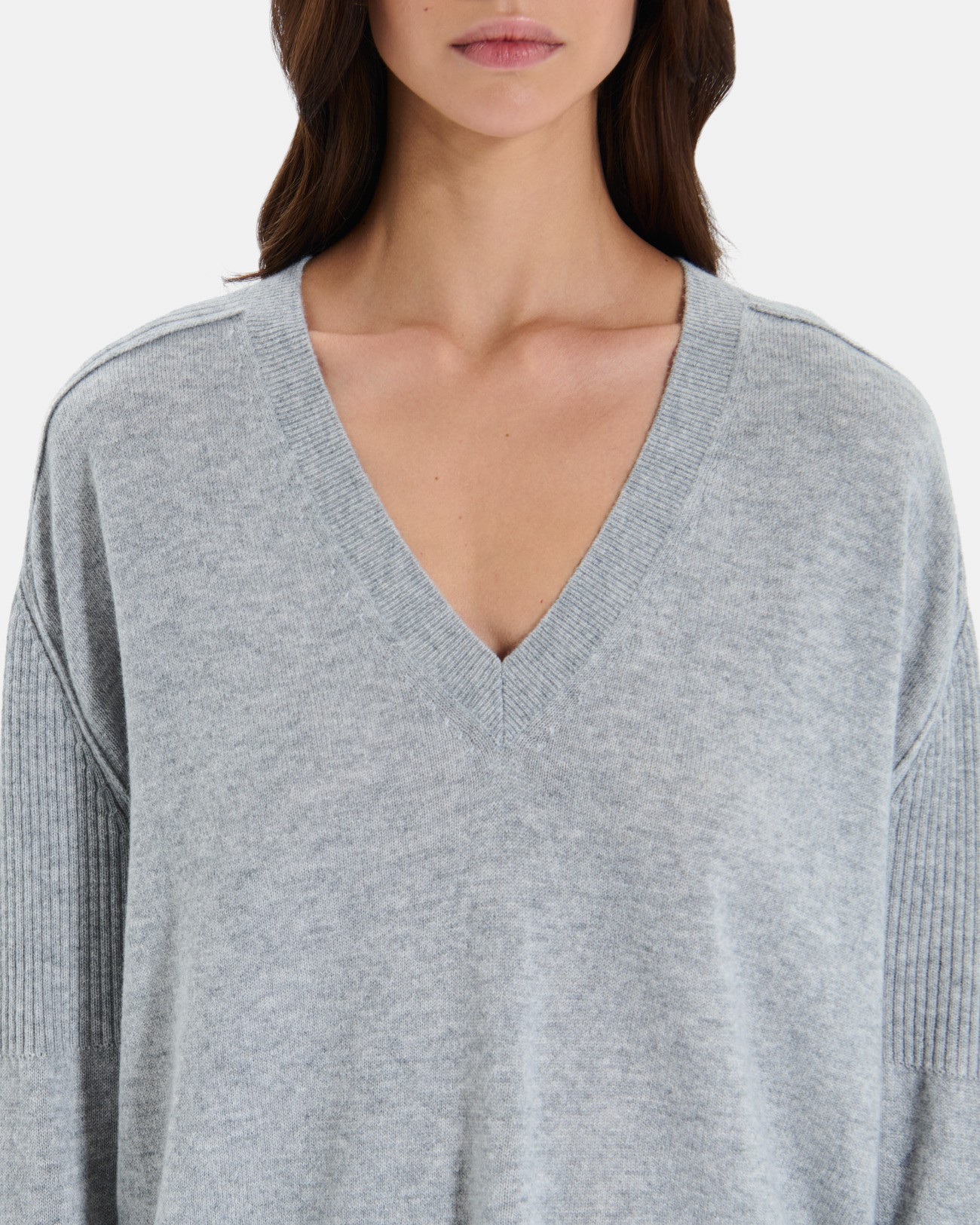 Pila sweater Grey cashmere V-neck sweater ZAPA