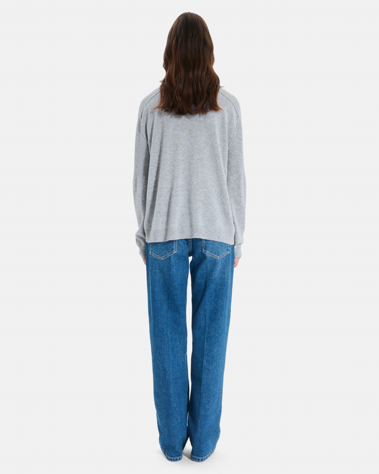 Pila sweater Grey cashmere V-neck sweater ZAPA