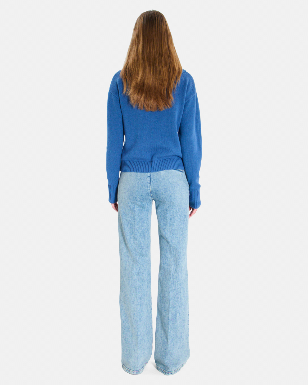 Nayla sweater Indigo cashmere V-neck sweater ZAPA