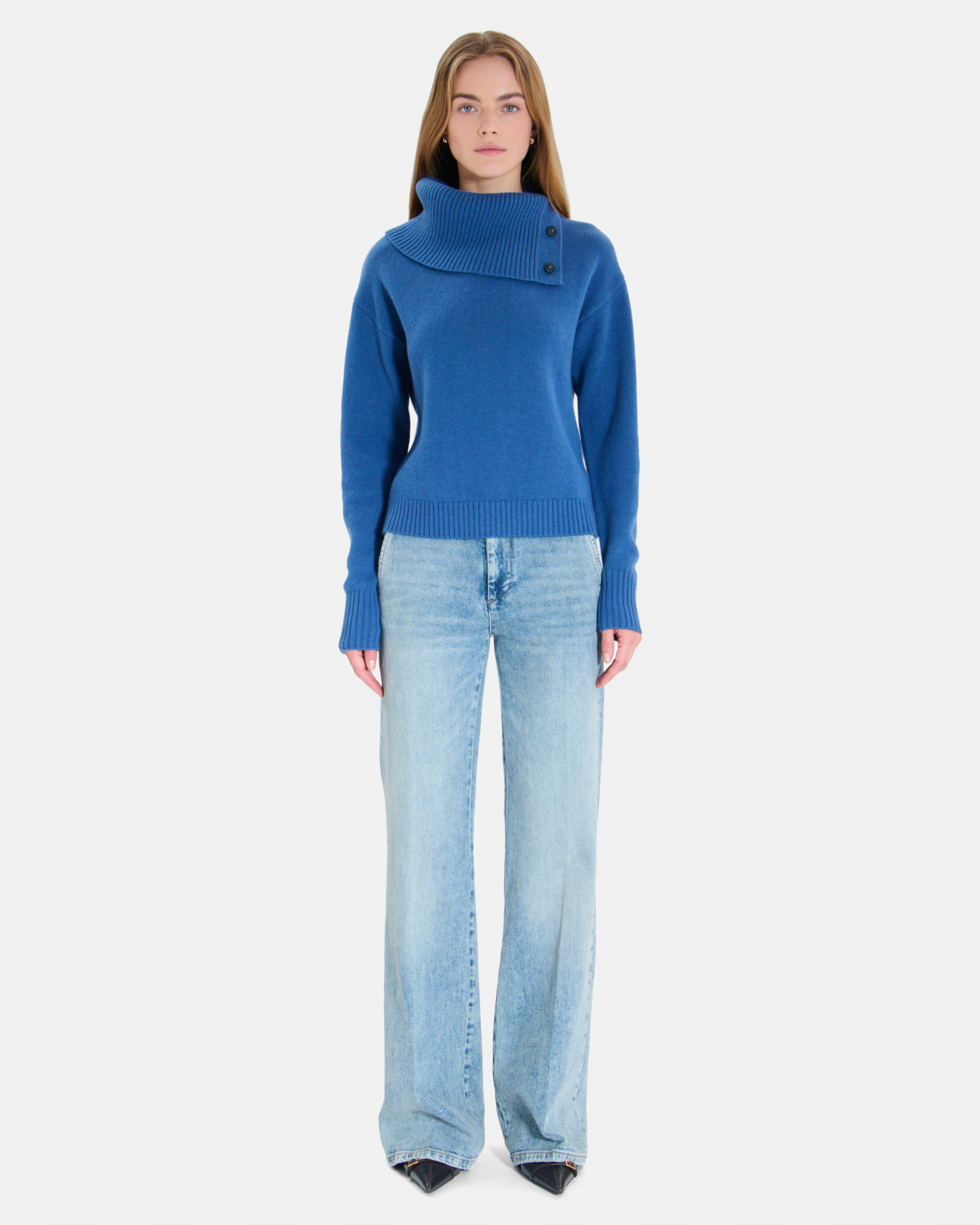 Nayla sweater Indigo cashmere V-neck sweater ZAPA
