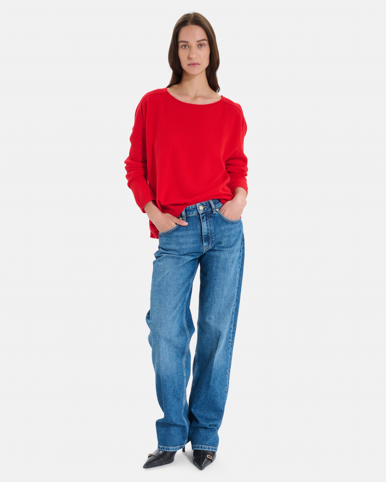 Pensee sweater Red cashmere sweater with long sleeves ZAPA
