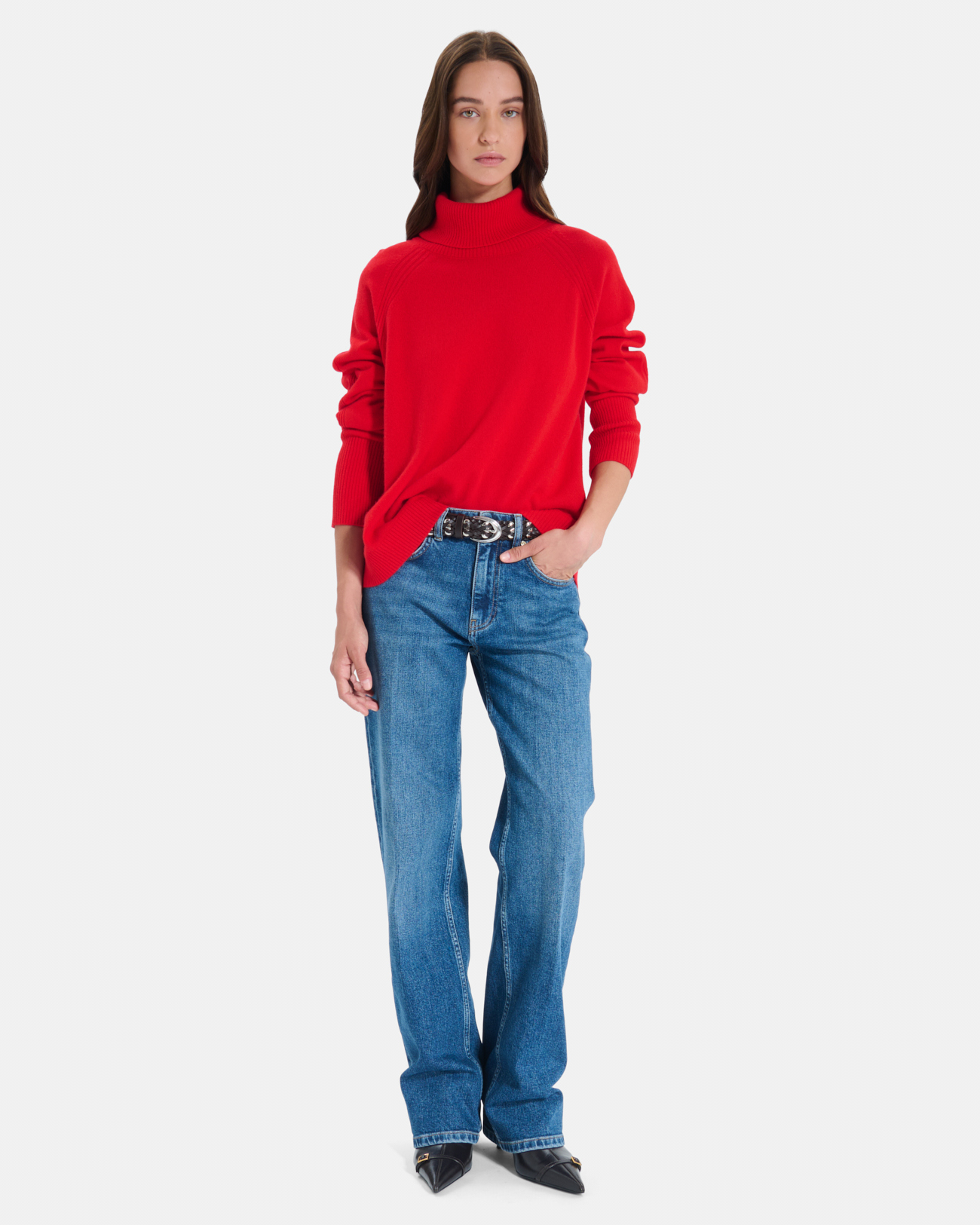 Paco sweater Red cashmere turtleneck sweater ZAPA