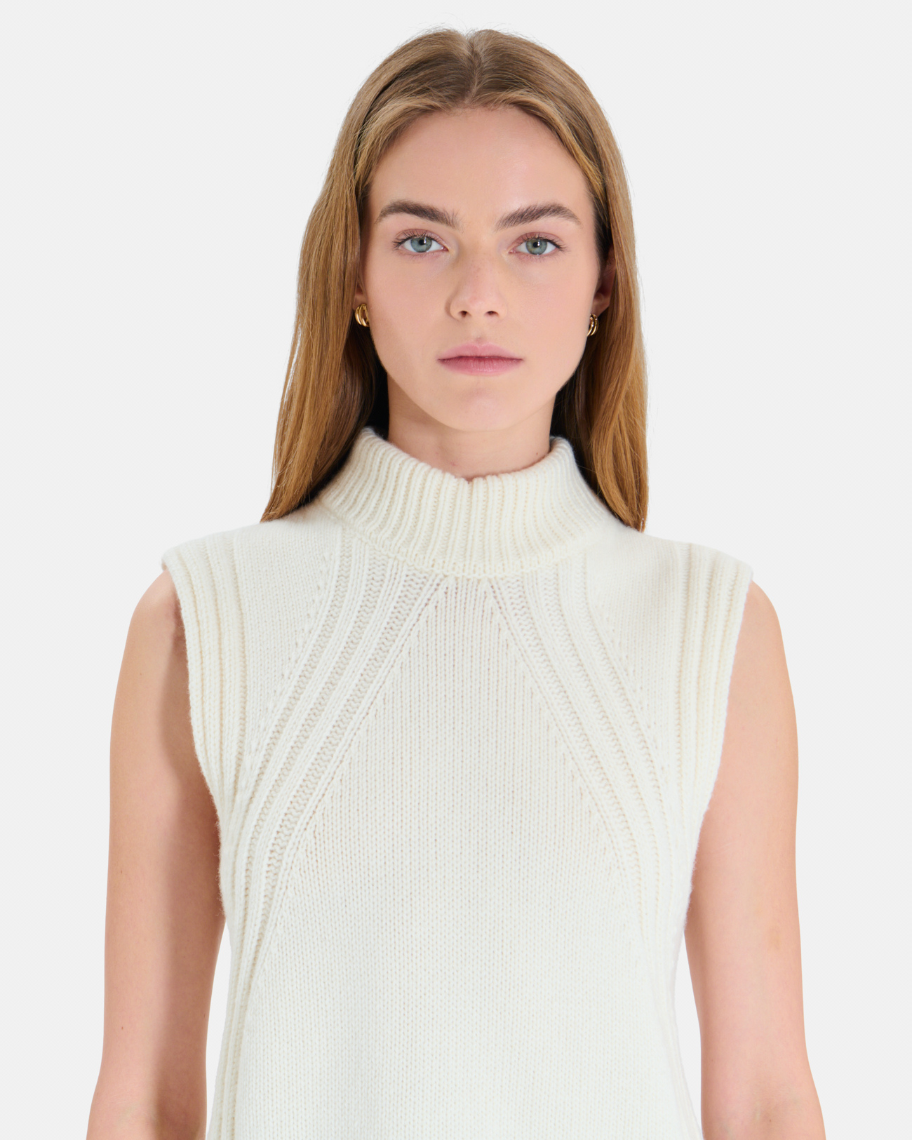 Nina sweater Off-white sleeveless wool sweater ZAPA