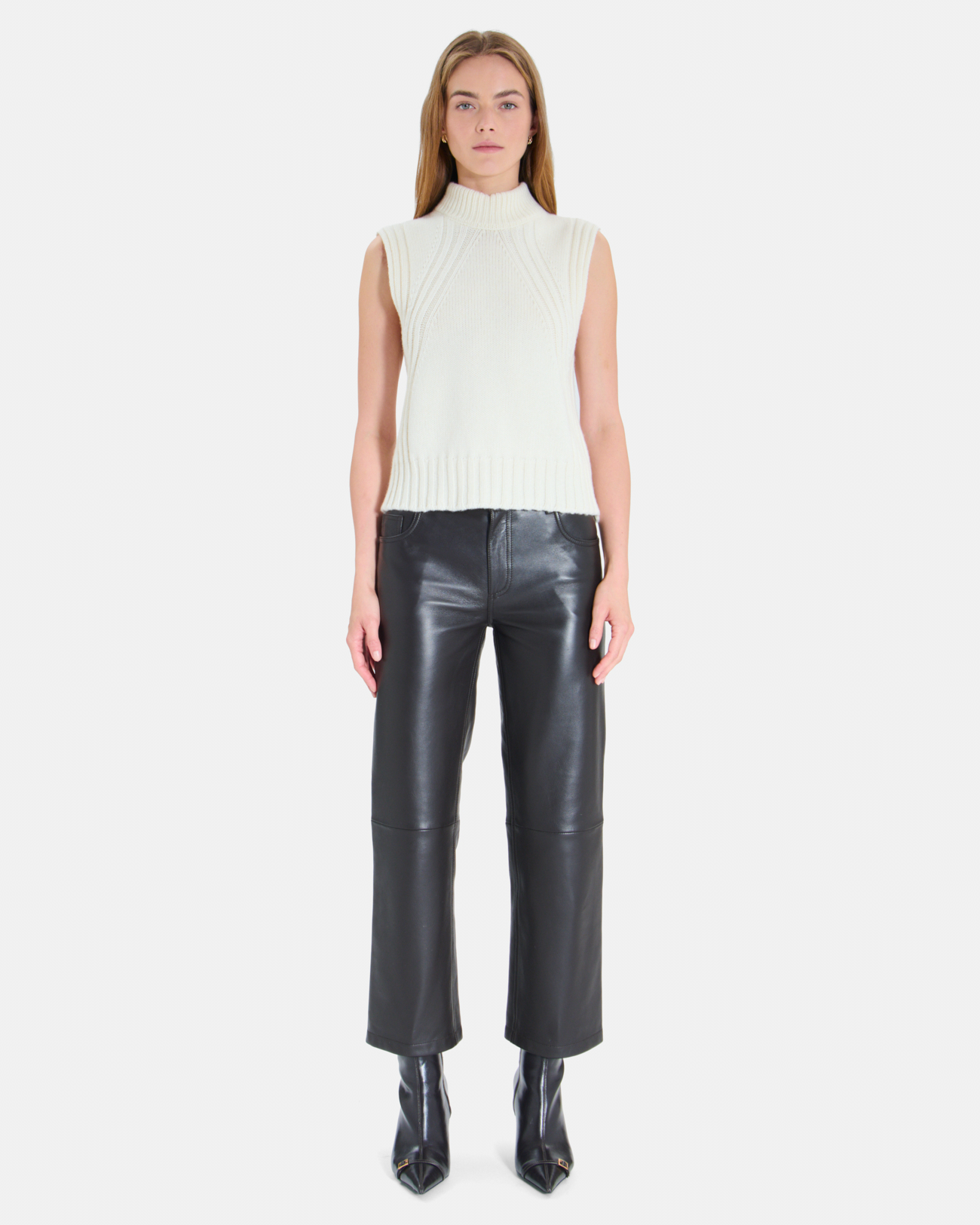 Nina sweater Off-white sleeveless wool sweater ZAPA