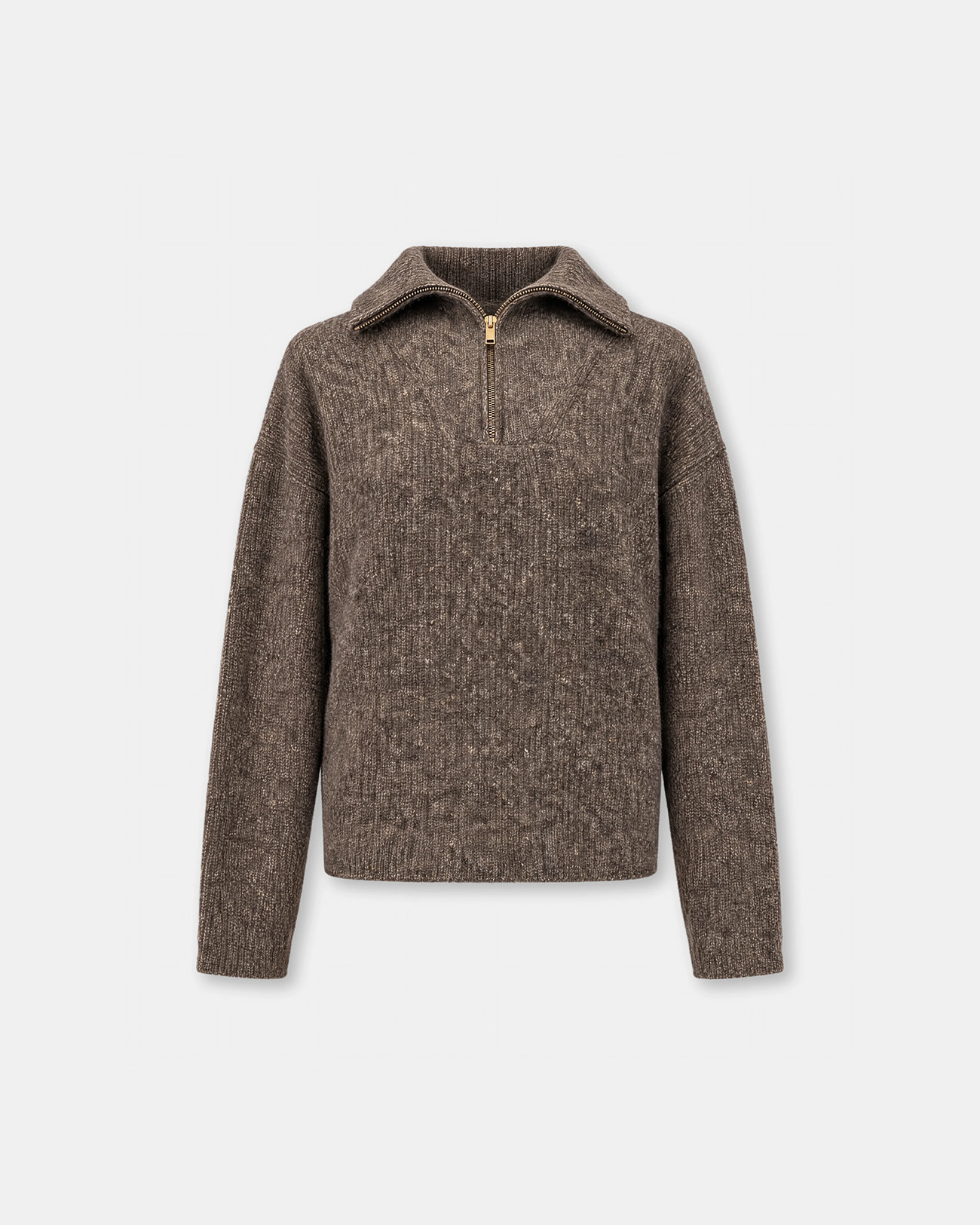 Pasha sweater Khaki ribbed sweater with button collar ZAPA
