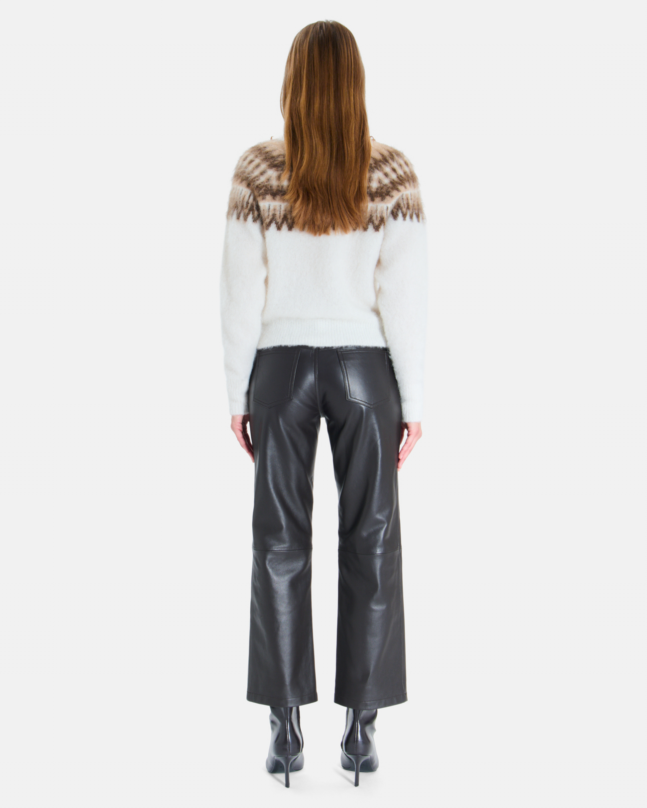Nolly sweater Ecru and black alpaca round neck jacquard sweater ZAPA
