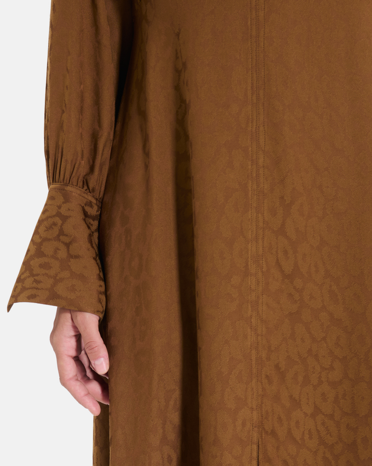 Ruiz Dress Tobacco midi dress with long sleeves and a V-neck ZAPA