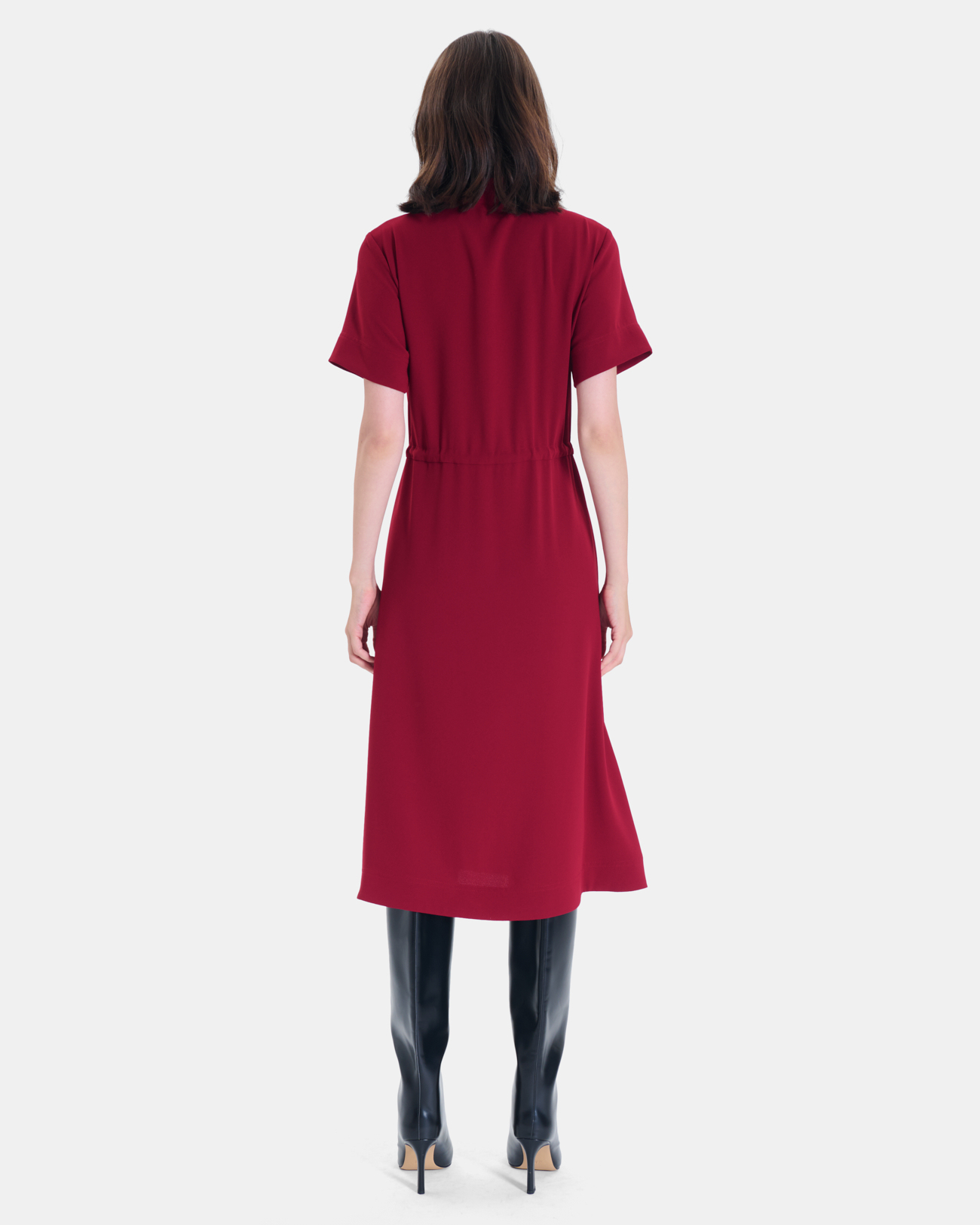 Ribelle Dress Carmine red midi dress with short sleeves ZAPA