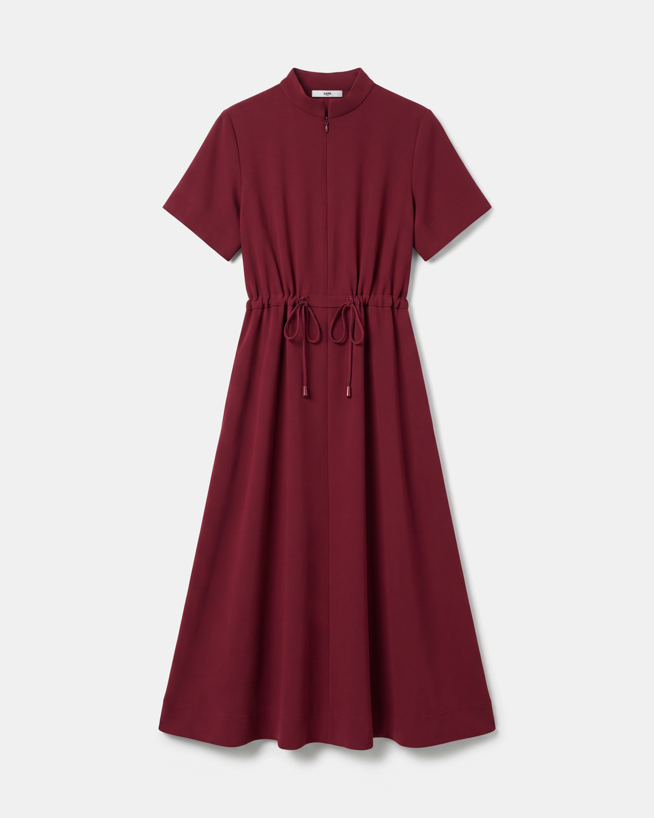 Ribelle Dress Carmine red midi dress with short sleeves ZAPA