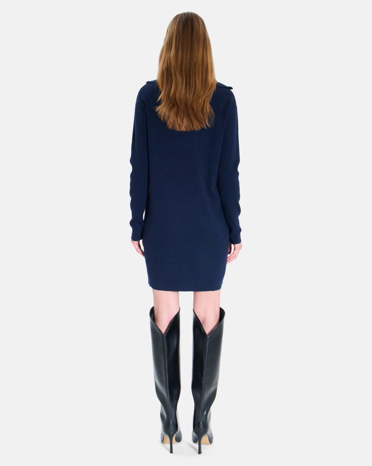 Ryta Dress Straight evening dress with zip collar and long sleeves ZAPA